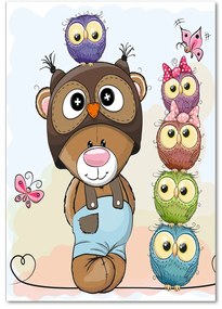 Fotografie imprimată pe sticlă Ursul și Owl