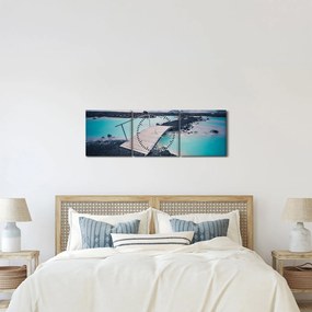 Tablou cu pod din lemn (cu ceas) (90x30 cm)