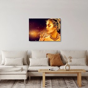 Tablou pe sticlă - Machiaj de aur (70x50 cm)