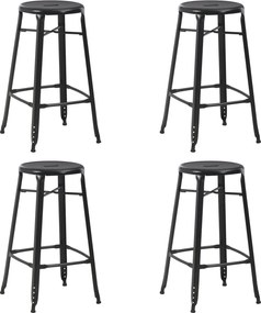 vidaXL Scaune de bar, 4 buc., negru, plastic