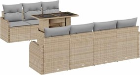 vidaXL Set de canapele pentru grădină cu pernă 8 pcs Bej Rattan poli