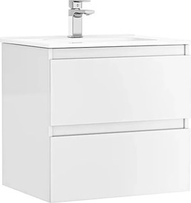 Set dulap baza suspendat Gala Daily alb 2 sertare cu lavoar 60 cm