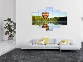 Tablou cu balon cu aer cald pe un lac (150x105 cm)