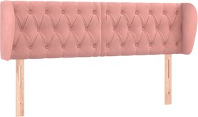 vidaXL Tăblie de pat cu aripioare roz 147x23x78/88 cm catifea