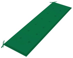 Banca de gradina, cu perna verde, 175 cm, lemn masiv de tec Verde, 175 cm
