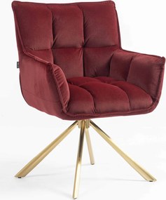 HR560 BAZĂ STEA Scaun Catifea Bordo Merlot cu Bază Aurie