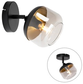 Spotlight de design negru cu auriu și sticlă fumurie - Kyan