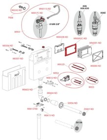 Rezervor wc incastrat Alcaplast, Basicmodul, pentru montare in zidarie, pentru wc stativ