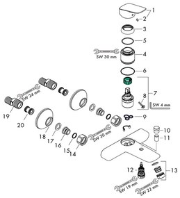 Baterie cada sau dus culoare crom Hansgrohe, Logis