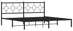 376233 vidaXL Cadru de pat metalic cu tăblie, negru, 200x200 cm
