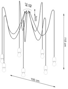 Lustră pe cablu Sollux SL.1162 NESO 7xE27/15W/230V beton