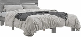 vidaXL Cadru de pat, gri sonoma, 120x200 cm, lemn prelucrat și metal