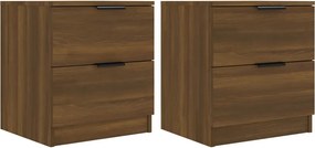 vidaXL Noptiere de perete, 2 buc., stejar maro, lemn prelucrat