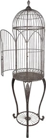 Colivie decorativa, maro, din metal, aspect antichizat