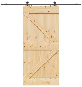 vidaXL Ușă glisantă cu set feronerie, 90x210 cm, lemn masiv de pin