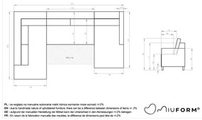 Canapea extensibilă în formă de "U" cu șezlong pe partea stângă Miuform Scandic Lagom, bej