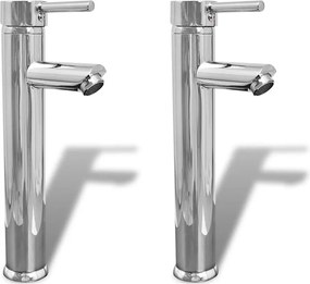 vidaXL Baterie baie robinete cu monocomandă, 2 buc., crom