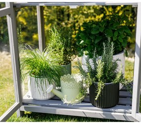 Ghivece de flori din ceramică, set de 2, alb mat, KELSO