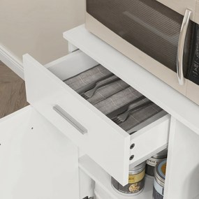 HOMCOM Dulap Înalt pentru Bucătărie cu Sertar, 4 Dulapuri și 3 Spații Deschise, 80x35x180 cm, Alb | Aosom Romania