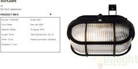 Aplica de perete, Plafonier exterior IP44 Skotlampe negru 17051003NL