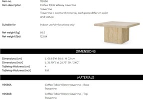 Masuta de cafea LUX din travertin Villeroy