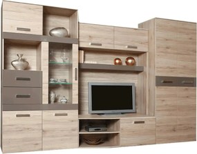 Mobilier living ASSOR, stejar san marino, PAL melaminat/sticla, cu ilu