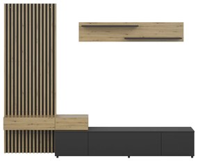 Ansamblu living, negru/stejar Artisan, REBEKA PLUS
