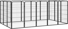 vidaXL Țarc câini 16 panouri negru 50x100 cm oțel vopsit electrostatic