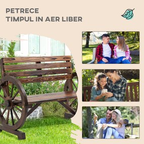 Outsunny Banca Country Fonta 127×60×85 cm – 2‑locuri cu Cotiere Rotative Neagra | Aosom Romania