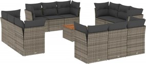 vidaXL Set mobilier de grădină cu perne, 13 piese, gri, poliratan