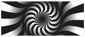 Tablou abstract cu spirala alb neagră (120x50 cm)