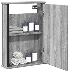 vidaXL Dulap baie cu oglindă gri sonoma 42x12x60 cm lemn compozit