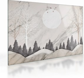 Tablou pe sticlă - Peisaj de iarnă (70x50 cm)