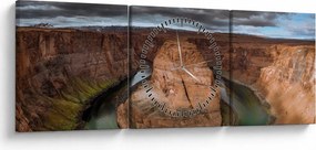 Tablou cu lac în stânci (cu ceas) (90x30 cm)