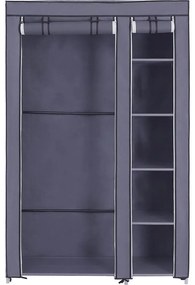 Dulap textil cu rafturi și bară pentru umerașe MATIS 110x175 cm gri