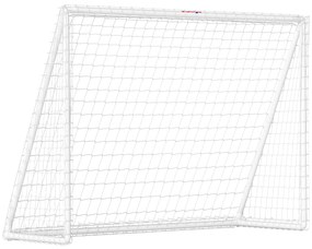 SPORTNOW Poartă de fotbal cu plasă stâlpi din PVC și țăruși pentru sol instalare rapidă 2,4 x 1,8 m alb | Aosom Romania