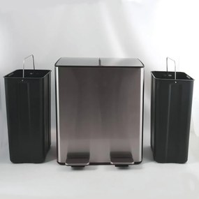 Coș de gunoi argintiu mat pentru reciclare/cu pedală 2x20 l din oțel Aliya – Spirella