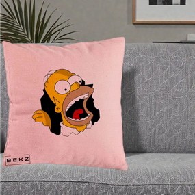 Perna Personalizata Homer Simpson Surpriza, 40x40 cm, Roz, Husa Detasabila, Perna Inclusa, BEKZ®