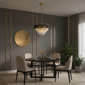 Brilagi - Candelabru cu lanț ECLIPSE 7xE14/10W/230V Ø 48 cm negru/auriu