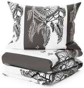 Set Lenjerie cocolino TIRSO gri-alb + Cearsaf Cocolino microplus cu elastic SOFT 90x200 cm alb, pat single