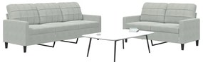 vidaXL Set de canapele cu perne, 2 piese, gri deschis, catifea