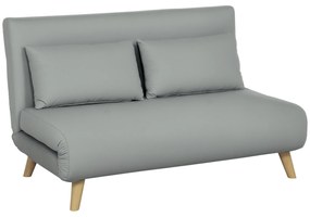 HOMCOM Canapea extensibilă Relaxsofa Sofa, inclusiv 2 perne, aspect de catifea, 130 x 78 x 79 cm, Gri deschis | Aosom Romania