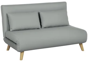 HOMCOM Canapea extensibilă Relaxsofa Sofa, inclusiv 2 perne, aspect de catifea, 130 x 78 x 79 cm, Gri deschis | Aosom Romania