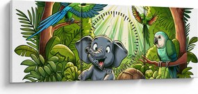 Tablou - Animăluțe vesele (cu ceas) (90x30 cm)