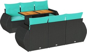 vidaXL Set canapele de grădină cu perne, 7 piese, negru, poliratan