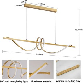 BRILAGI - Lustra LED reglabilă pe cablu SIGNATURE LED/50W/230V 120 cm aurie + telecomandă