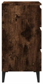 Noptiere picioare din metal 2 buc. stejar afumat, 40x35x69 cm 2, Stejar afumat