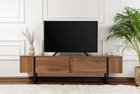 Comodă TV în culoare naturală închisă cu aspect de lemn de nuc 180x50x29,5 cm Serenity – Kalune Design