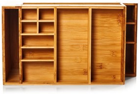 Organizator de birou, cu multe compartimente, 3 compartimente, 40 × 20 × 23 cm, 100% bambus