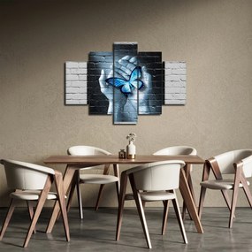 Tablou cu flutere albastru pe perete (150x105 cm)